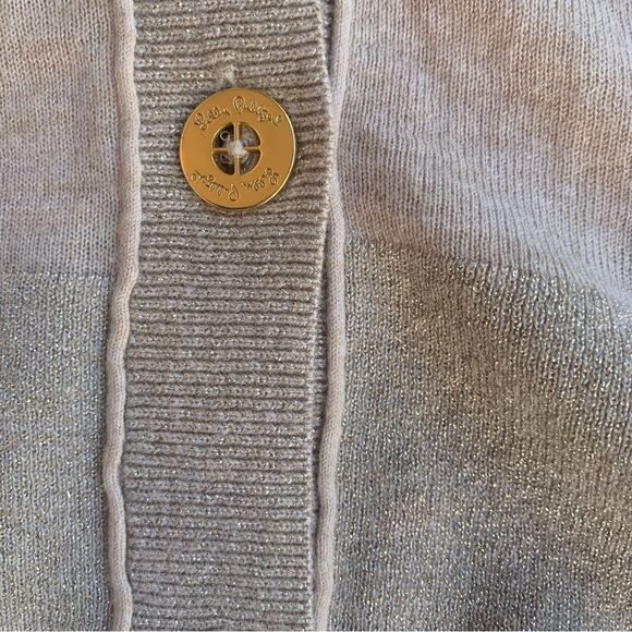 Lilly Pulitzer Tan Cardigan Sz Medíum  V-Neck Pockets Wool Blend Sweater Boho - Picture 12 of 14
